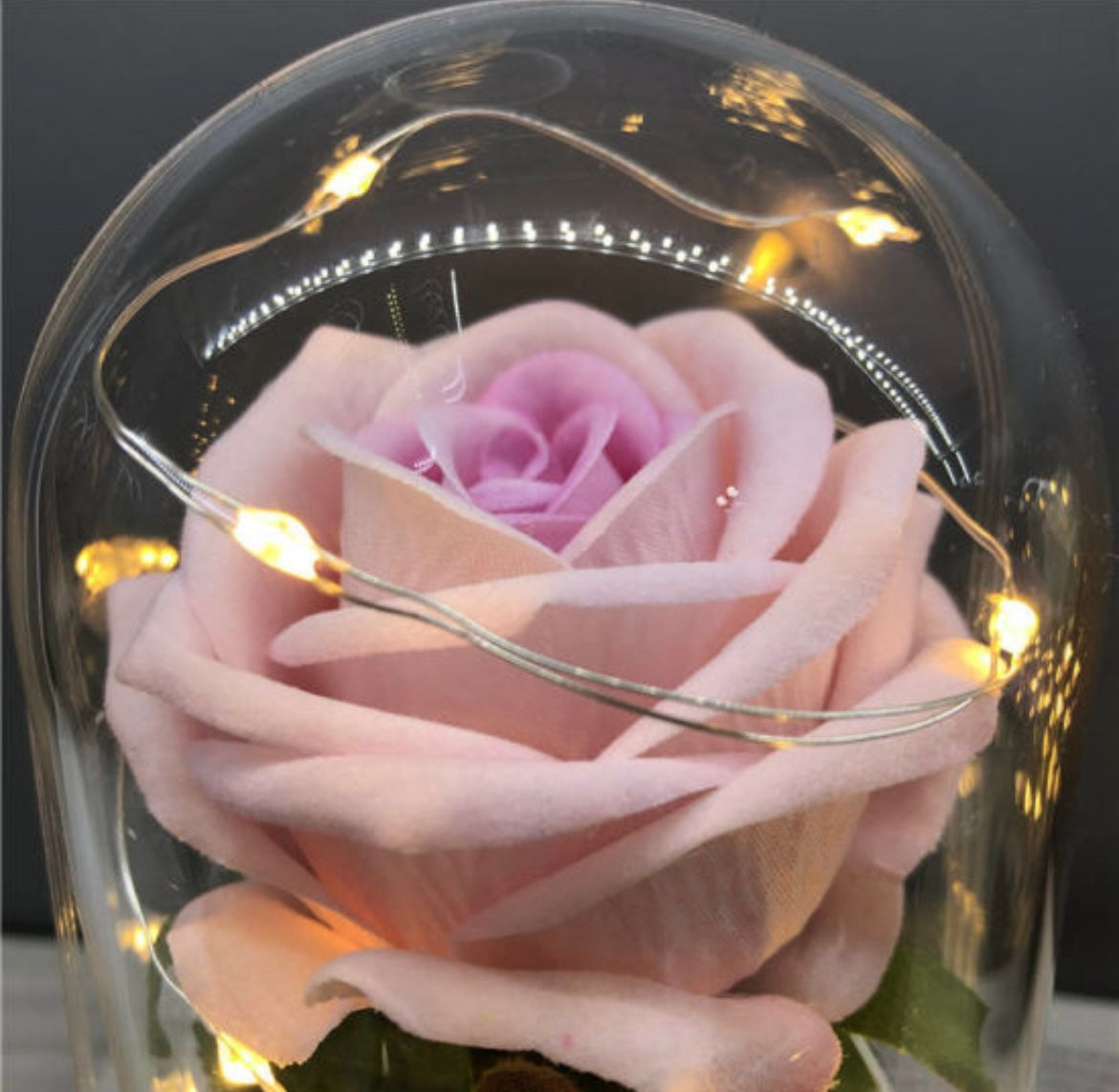 High Quality Gift Flowers Artificial Rose in Glass Dome with
LED Light Festival Valentine's Day Flowers Artificial